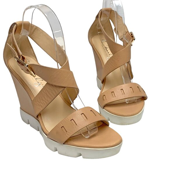 CHARLY AMAR Brew Leather Strappy Platform Wedge Sandals - Picture 10 of 11